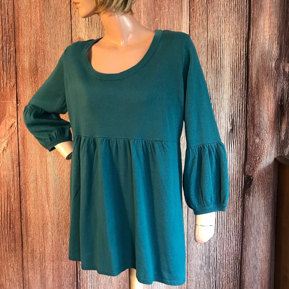 Metro 7 Peplum Sweater Top XL Teal